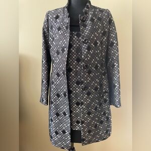 Women's Black and Gray Patterned 
MADE IN ITALY 2 piece Coat( S) and Dress (L)
